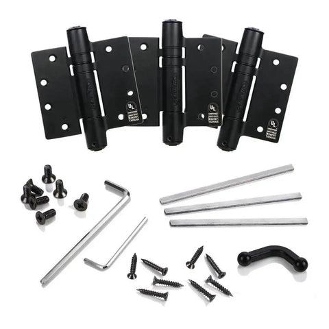 3 Pack 4.5 Inch Heavy Duty Adjustable Self Closing Door Hinges Black Fire Rated Full Mortise Two In One Hinges And Door Closer