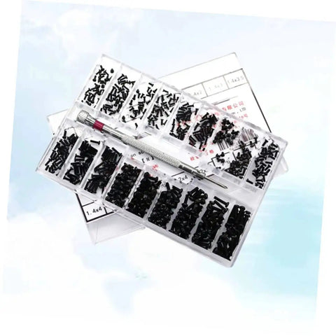 Miniature Flat Head Machine Screws Set 18 Sizes In One Handy Portable Case Carbon Steel Strong Flat Countersunk Screws For Eyeglasses