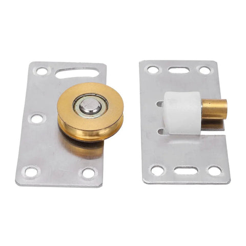 Two Sets 30mm Sliding Door Roller Wheels With Brackets Heavy Duty Stainless Steel Pulley Set for Closet Wardrobe Doors Replacement