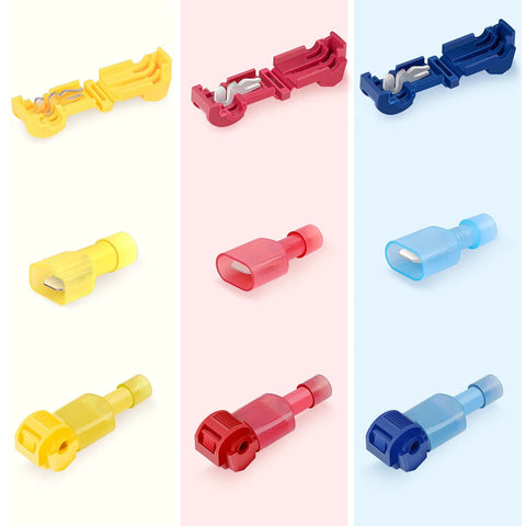Nilight 50004R quick splice wire terminals kit with nylon insulated male disconnects; yellow, red, blue