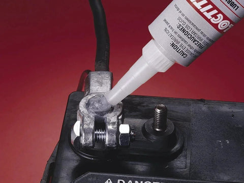 Applying Dielectric Tune Up Grease For Electrical Connections And Wiring Provides A Moisture Proof Barrier Against Salt Dirt And Corrosion Keeps Bulb Sockets Working Longer No Fuss For Marine And Automotive Applications 80 Ml Loctite to battery terminal