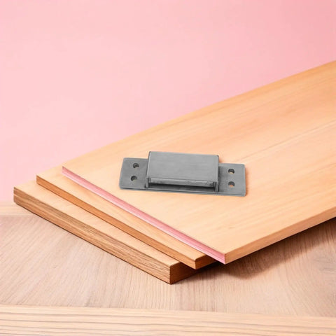 Sleek Hidden Concealed Cabinet Hinges With Adjustable Flush Mount For Secret Doors And Interior Wood Cabinets Five Inch Square Pivot Invisible Silver Finish Heavy Duty Load Capacity Easy Install By DOITOOL displayed on wood panel.