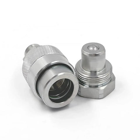 3/8 NPT High Pressure Hydraulic Quick Coupler Set With Ball Valve For 69 MPa 10,000 PSI, machined from solid steel, ISO 14540