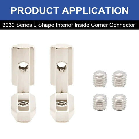26Pcs 3030 Inside Corner Brackets Set With Screws And Wrench For 3030 Aluminum Extrusion, silver L-shape connectors with screws.