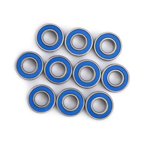 Flanged 5x11x4mm Deep Groove Ball Bearing 2RS Steel With Double Shield Seals for rail track systems, 10-piece pack
