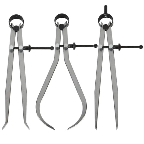 3 Piece 8 Inch Spring Caliper And Divider Set For Woodworking Lathe Projects Includes Inside Caliper Outside Caliper And Divider Hardened Points For Precise Marking Fine Adjustment Carbon Steel Measuring Tools.