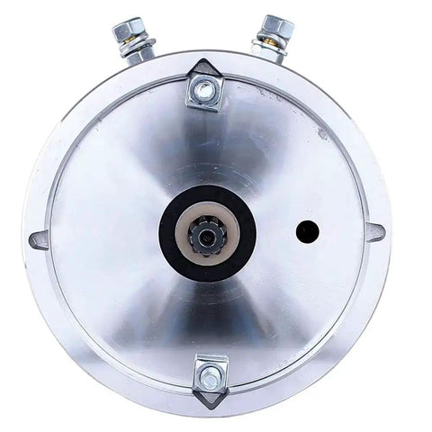 Top view of 12V CW Pump Motor Replacement For Waltco Liftgates Fenner Stone Hydrylac Dell Maxon Curtis Snow Plows, 9 Spline Shaft