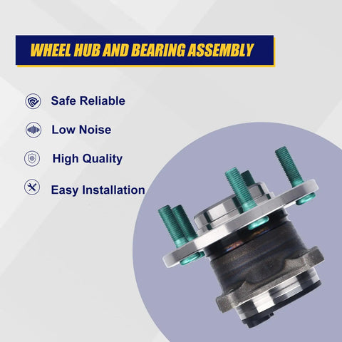 512347 Rear Wheel Bearing Hub Assembly For Mazda 3, Mazda 3 Sport, And Mazda 5 With 5-Lug And ABS shown in side view