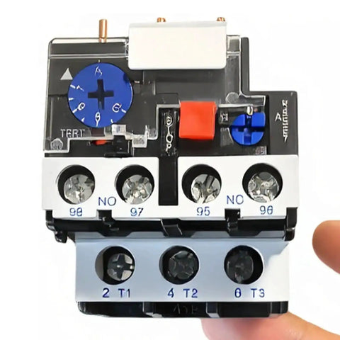 Three Phase Motor Protection Relay With 7-10A Adjustable Overload, 1NO 1NC Auxiliary, Heavy Duty Industrial Grade