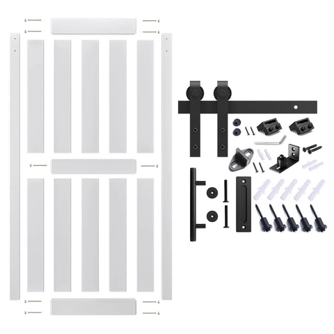 42 By 84 Inch Sliding Barn Door With Seven Foot Hardware Kit And Handle, Floor Guides, Pre Drilled Holes, Easy Assembly