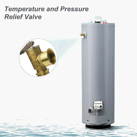 Temperature and pressure relief valve with brass body and epoxy-coated probe, 3/4 in NPT, for water heaters