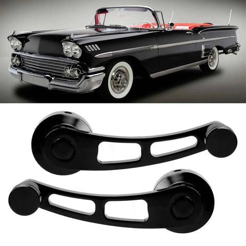 2 Pcs Window Handle And Window Riser Crank Winder Set For Classic Cars with durable black finish and premium alloy material