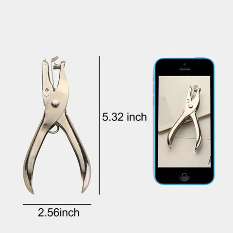 Single Hole Punch 1/4 Inch And 1/8 Inch, Workhorse Metal Paper Punch for Crafts shown beside smartphone