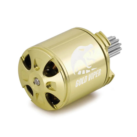 Gold Viper 1721 Brushless Motor 2800KV for 1/18 Rc Cars Upgrade TRX4M Ascent-18 with gold casing and gear detail