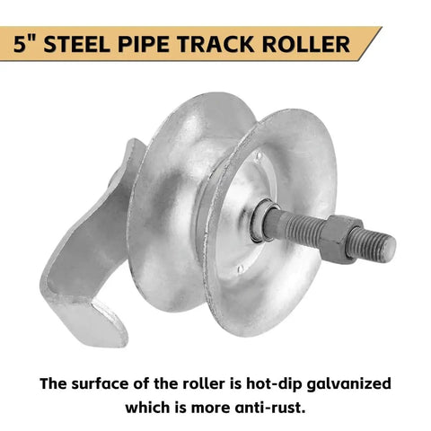 5 Inch Sliding Gate Rollers Heavy Duty Galvanized Steel Track Roller For 1 5 8 Inch Pipe Track Easy Install Pack Of 1 Rust Resistant Durable Weatherproof Gate Hardware Designed For Smooth Operation In Harsh Conditions