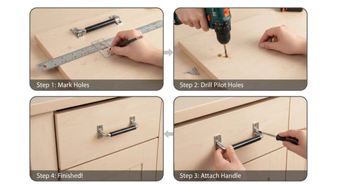Installation steps for Stainless Steel Folding Cabinet Handle 4 Inch 90 Degree Pull With Rubber Grip Bright Polished SUS304 Silver