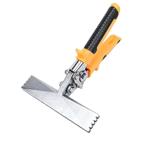 6 Inch Sheet Metal Bender with Straight Jaw Pliers, ergonomic non-slip handle, shown with safety lock feature, ideal HVAC seaming tool.
