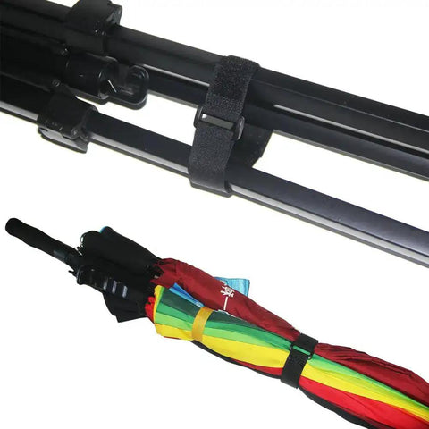 16 Pack 18 Inch Hook And Loop Nylon Cable Ties Reusable Black Straps With D Ring Buckle on umbrella and poles