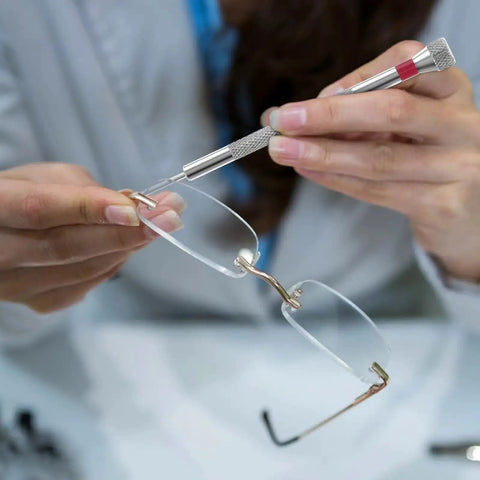 Using 500 Pcs Extra Small Screws Micro Repair Kit in M1.2 M1.4 M2.0 Sizes with Black Finish to repair glasses
