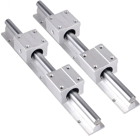 Pro Grade SBR20 Linear Rail Kit 1500mm With 4 SBR20UU Bearing Blocks for Automated Machines and DIY CNC Routers, front view.