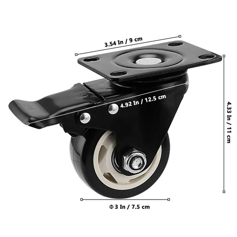 Eight 3 Inch Swivel Caster Wheels Set With Plate Mount Heavy Duty Double Ball Bearing Casters Four Locking And Four Fixed