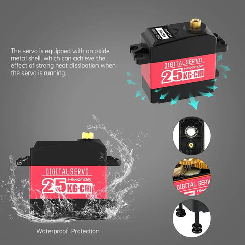 Beefy Torque 25Kg Digital Servo Motor With High Torque PWM Waterproof Full Metal Gear Steering Servo for robotic projects.