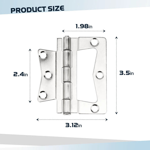 Butterfly hinge, non-mortise, stainless steel, heavy-duty for RV/mobile home interior; mounting screws included