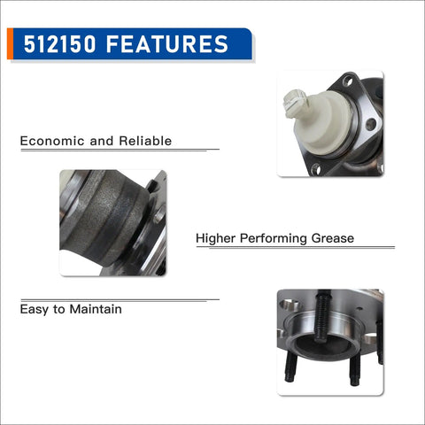 Features of Rear Wheel Bearing Hub Assembly 512150 With ABS, 5 Lug, Highlighting Reliability and Performance Details
