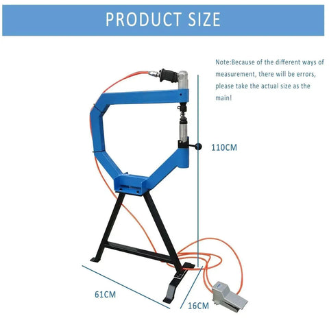 Industrial Beefy Pneumatic Planishing Hammer With Four Inch Throat Anvil And Pedal Air Planishing Tool showing dimensions 110cm height