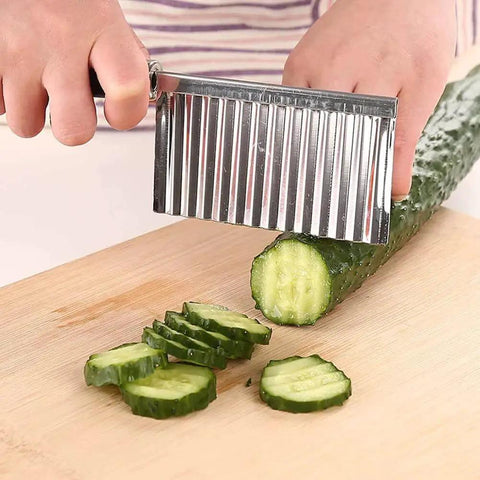 2 Pack Crinkle Cutter Wavy Potato Slicer Knife For French Fries And Veggies Easy Vegetable Cutter For Cucumber Carrot Garnishes