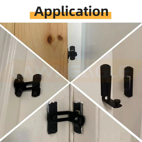 2 Pack 90 Degree Flip Sliding Barn Door Lock For Barn Doors And Cabinets, Privacy And Security Lock, installed on wood doors
