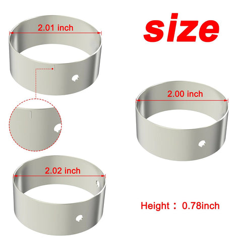 Diagram of camshaft bearing sizes in Camshaft Bearing Kit 5Pc For GM Small Block V8 Engines Fits Chevrolet GMC Buick Pontiac Cadillac 283 302 305 327 350 383 400 And 4.6L 4.9L 5.0L 5.4L 5.7L 6.3L 6.6L