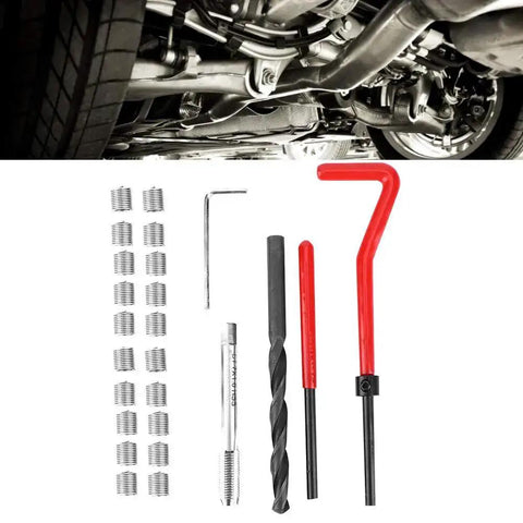 25Pcs Pro Grade Thread Repair Kit M7x1 Stainless Steel Thread Inserts With Spiral Drill And Wrench for Auto Parts displayed