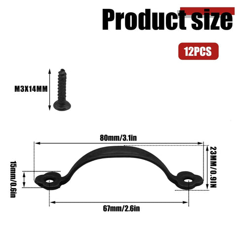 12 Pack Black Barn Door Handles Zinc Alloy Gate Pulls For Cabinets Drawers And Closets With Mounting Screws Included diagram
