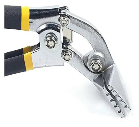 2 Piece Sheet Metal Bending Pliers Set With Ergonomic Handles Straight Formers And Benders Pro Grade Seaming Tool in close-up view