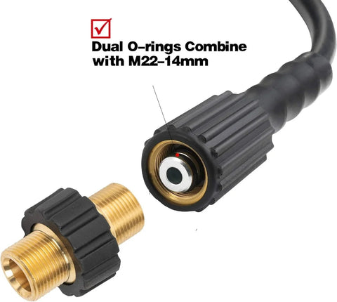 Brass Pressure Washer Quick Disconnect Adapter Kit M22 Swivel to Three Eighths Inch and Three Quarters Inch Quick Release Heavy Duty