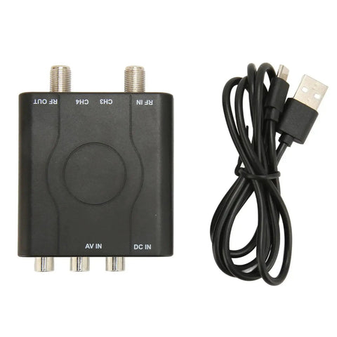 NTSC TV Modulator For Composite To RF Coax, PLL VHF Channel 3 Or 4, Premium ABS Case, AV Cable Included, Easy Plug And Play Setup