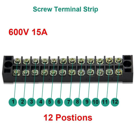 Dual Row Termina Dual Row 12 Position Screw Terminal Strip Block With C...
