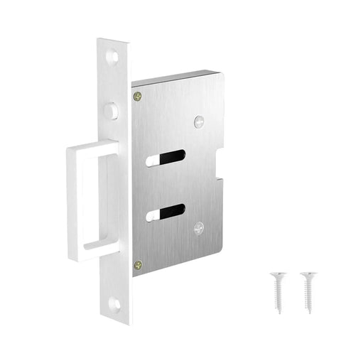 304 Stainless Steel Pocket Door Handles and Edge Pull Kit in snow white finish with flush finger pulls and pop out ring handles.