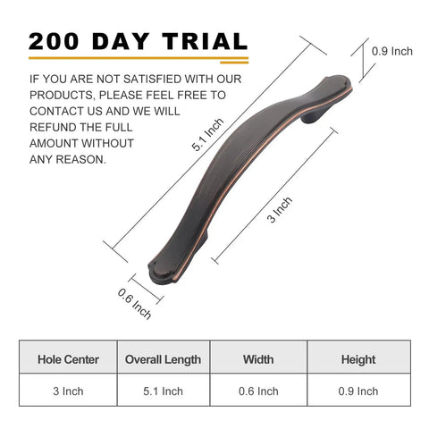 Oil Rubbed Bronze Cabinet Handles 10 Pack 3 Inch Center To Center Drawer Pulls Zinc Alloy with size diagram.