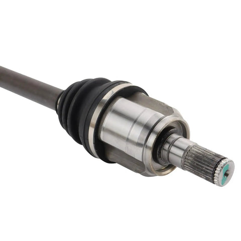 Close-up of a metal CV axle end from the Front CV Axle And Wheel Bearing Kit Four Piece Set For 2011 To 2013 Kia Forte.