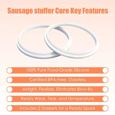 Leakproof Sausage Stuffer Gasket Seal Replacement Kit For 3, 5, And 7 Liter Vertical Or Horizontal Sausage Makers, Compatible With VEVOR, Hakka, And Weston Units, Includes 2 Pack
