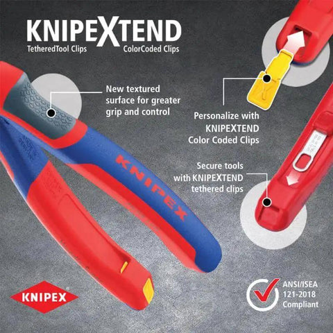 Ultra High Leverage Linemans Pliers With Fish Tape Puller And Crimper 9.5 Inch Pro Grade Comfort Grips With KNIPEXTEND ColorCoded Clips