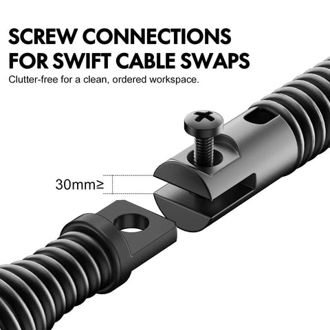 Drain snake drill attachment clamp, black metal, screw fastener, 30mm opening.