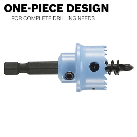 Edge Impact Tough Seven Eighths Inch Hole Saw For Sheet Metal With 2X Life Bi Metal 8 TPI Teeth And Depth Stop By Bosch