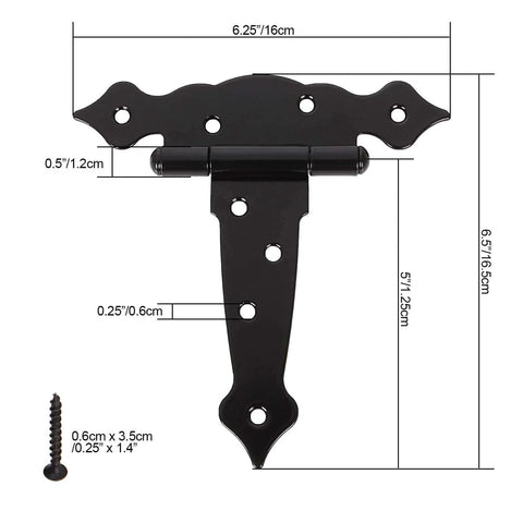 Six Pack Heavy Duty 5 Inch Gate Hinges Strap Hinges For Barn Doors Shed Doors Outdoor T Hinge For Wood Fence With Mounting Screws