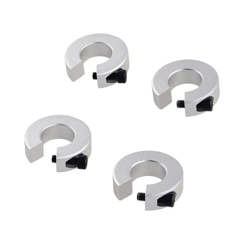 Four silver fixing rings for Beefed Up Linear Rail Kit 1500mm SBR16 Fully Supported With 4 SBR16UU Blocks And 4 Fixing Rings.