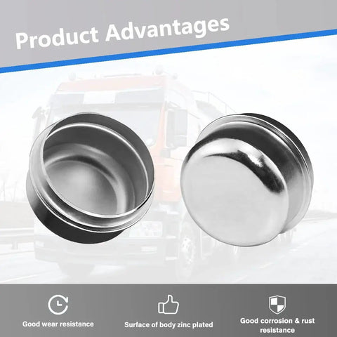 2 Pack 1.98 Inch Trailer Hub Dust Caps Replacement, Wheel Bearing Grease Covers, zinc-plated, for standard trailer hubs