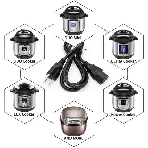 6 Ft Replacement Power Cord For Popular Electric Pressure Cookers And Rice Cookers, Works With Duo Mini And Duo Plus Mini