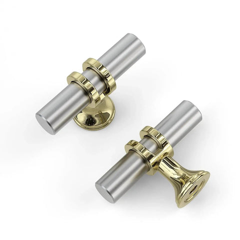 10 Pack Brushed Nickel Cabinet Knobs and Silver Gold Knobs for Cabinets and Drawers with zinc alloy construction, side view.